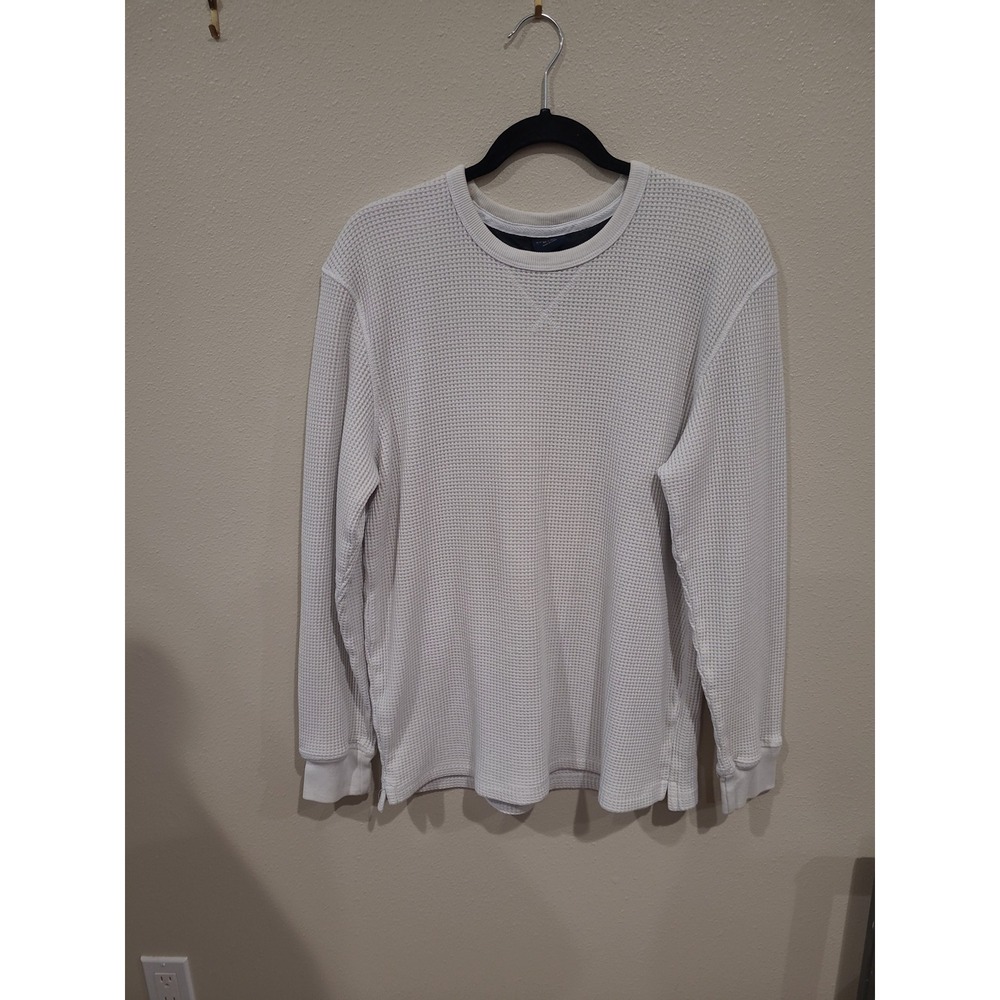 Cotton On Men's SZ XL  Ivory Long Sleeve Thermal waffle knit Crewneck Sweater